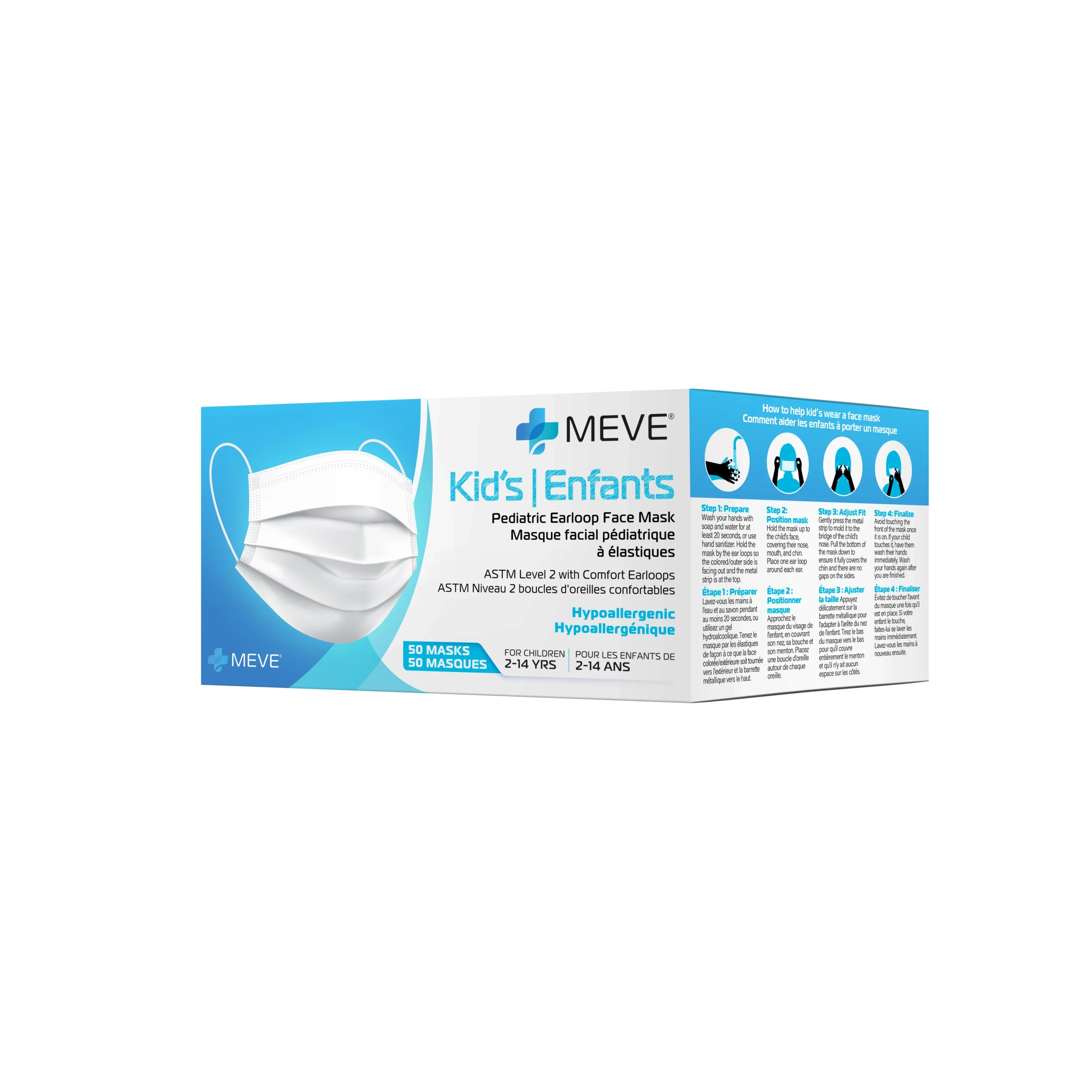 MV-PMC02W – Level 2 Hypoallergenic 3-Ply Procedure Mask, Child Size, White